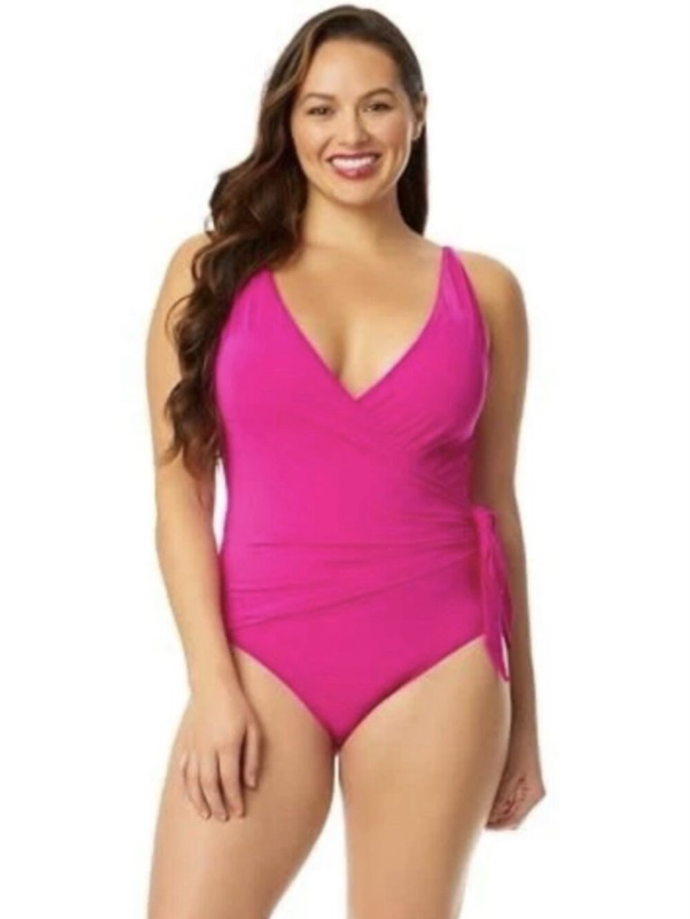 Anne Cole Women's Wrap Tie Onepice Swimsuit Pink/Purple Size 14 11877